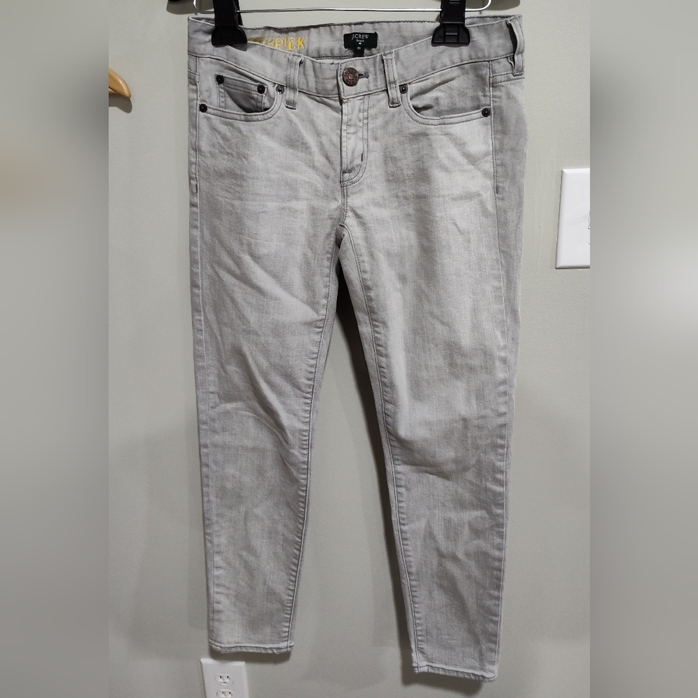 J. Crew Stretch Women's Toothpick Jeans, 5-Pocket, 98% Cotton, Gray, Size 25